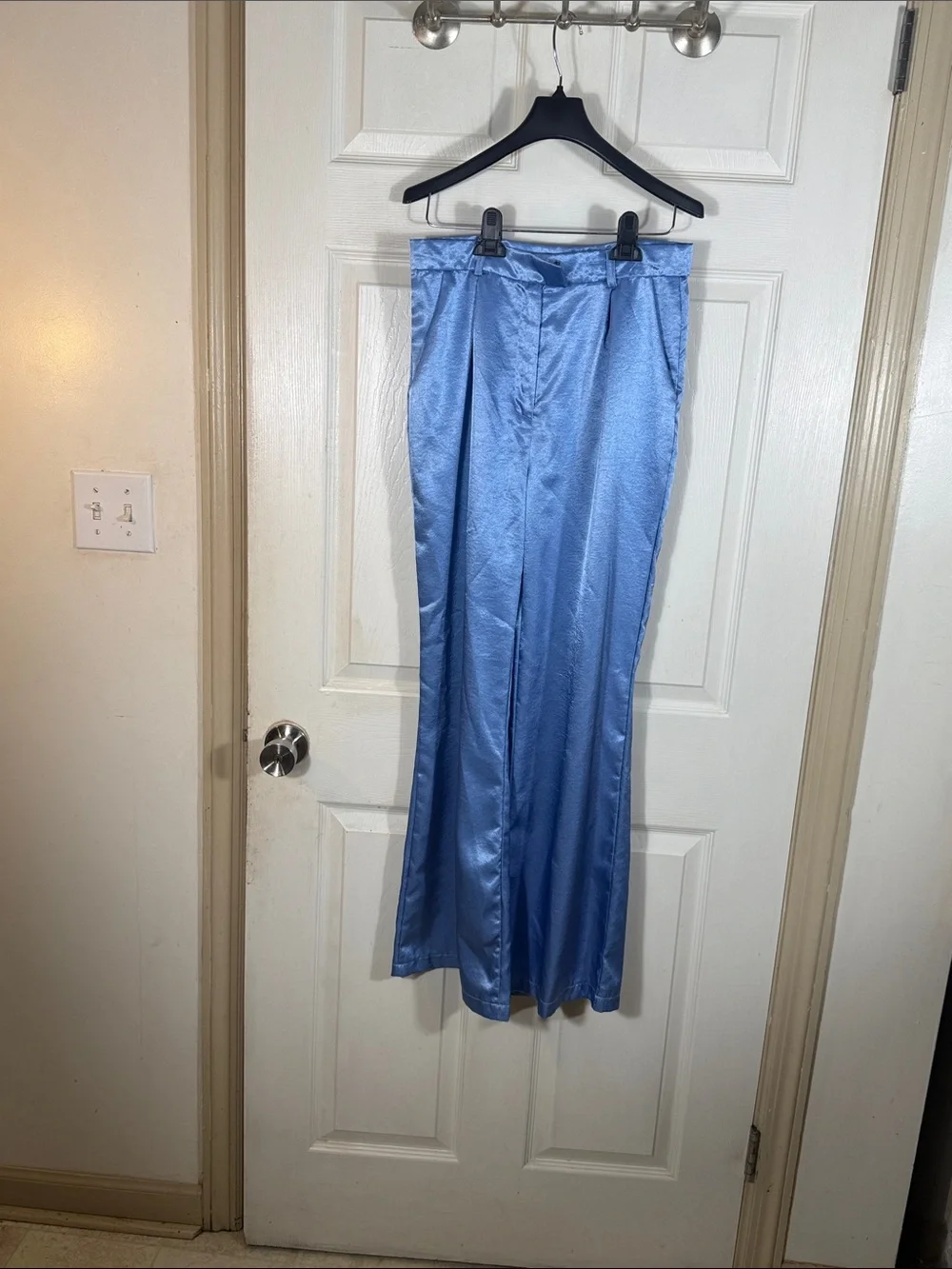 Chloe Sky Blue Satin Pantsuit Set